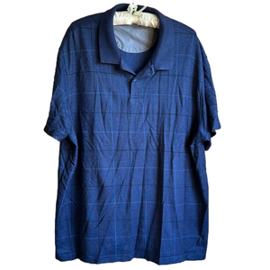 VAN HEUSEN Flex Classic Fit Navy Blue Polo with light and dark blue checks XXL